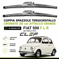 Coppia Spazzole Tergicristallo Cromate 28 cm per FIAT 500 F L R dal 1965 al 1975