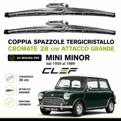 Coppia Spazzole Tergicristallo Cromate 28 cm per MINI MINOR dal 1959 al 1989