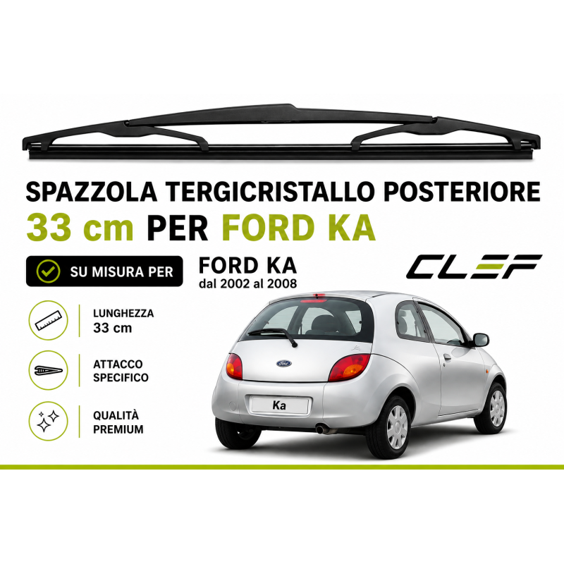 Spazzola Tergicristallo Posteriore 33 cm per FORD KA dal 2002 al 2008