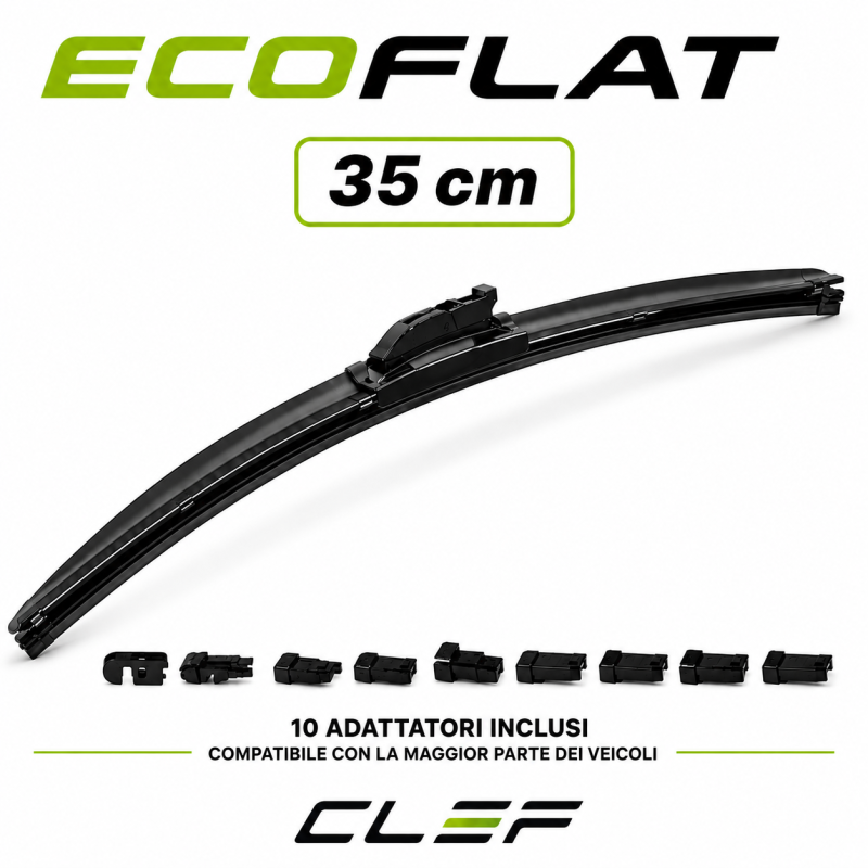 Spazzola Tergicristallo ECOFLAT Universale 35cm 10 Adattatori 1