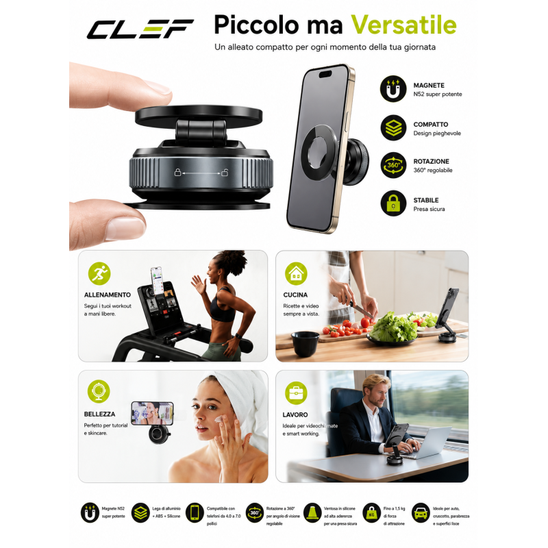 SUPPORTO MAGNETICO AUTO CASA SMARTPHONE 360° VENTOSA POTENTE UNIVERSALE SUPPORTO MAGNETICO AUTO CASA SMARTPHONE 360° VENTOSA POTENTE UNIVERSALE 2