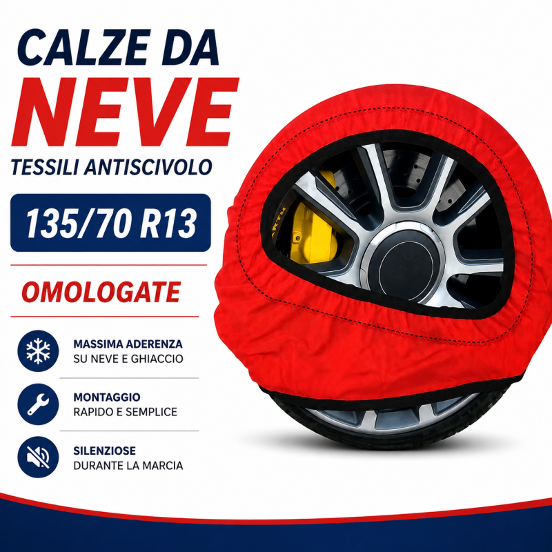 Calze da Neve 135/70 R13 Omologate Auto Tessili Antiscivolo 1