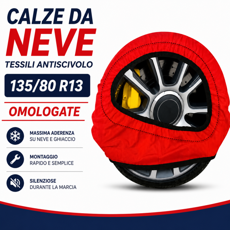 Calze da Neve 135/80 R13 Omologate Auto Tessili Antiscivolo 1