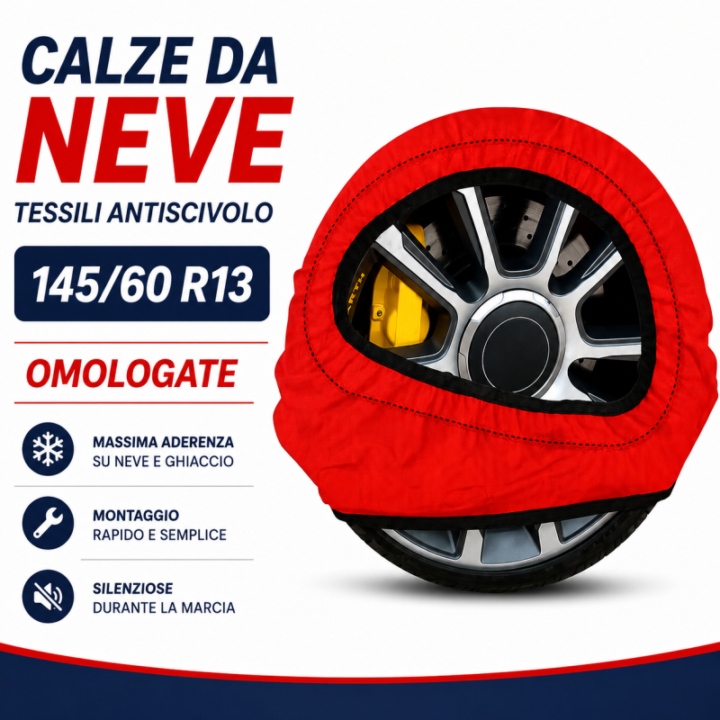 Calze da Neve 145/60 R13 Omologate Auto Tessili Antiscivolo 1