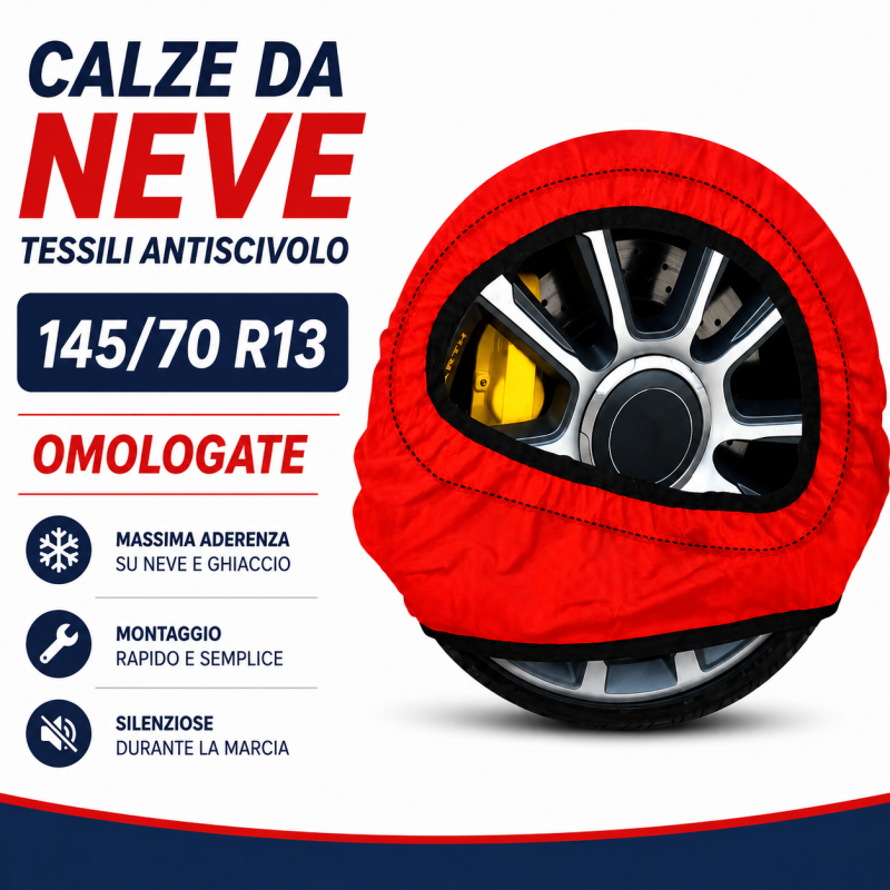 Calze da Neve 145/70 R13 Omologate Auto Tessili Antiscivolo 1