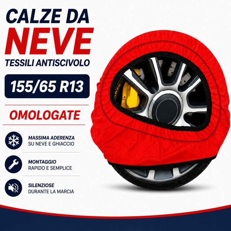 Calze da Neve 155/65 R13 Omologate Auto Tessili Antiscivolo 1