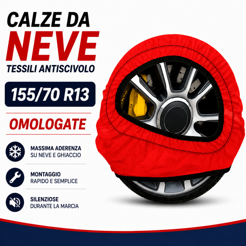 Calze da Neve 155/70 R13 Omologate Auto Tessili Antiscivolo 1