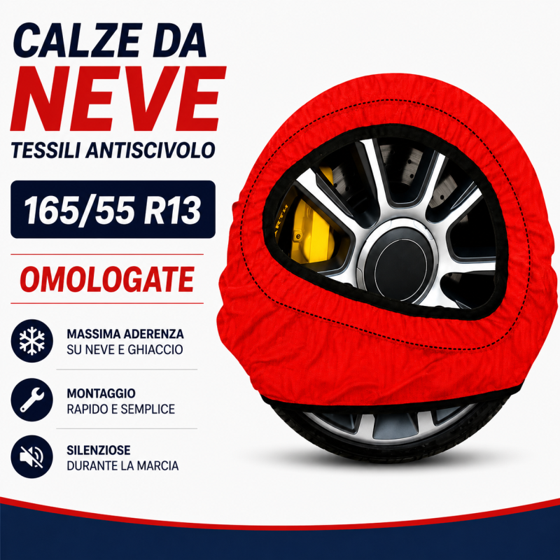 Calze da Neve 165/55 R13 Omologate Auto Tessili Antiscivolo Calze da Neve 165/55 R13 Omologate Auto Tessili Antiscivolo 1