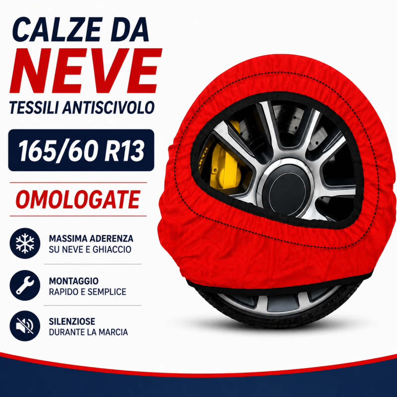 Calze da Neve 165/60 R13 Omologate Auto Tessili Antiscivolo 1