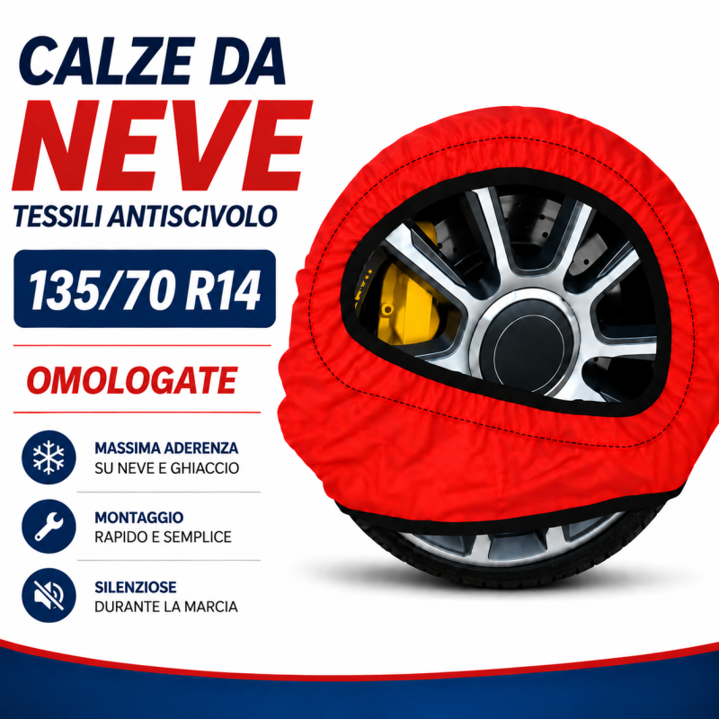 Calze da Neve 135/70 R14 Omologate Auto Tessili Antiscivolo Calze da Neve 135/70 R14 Omologate Auto Tessili Antiscivolo 1