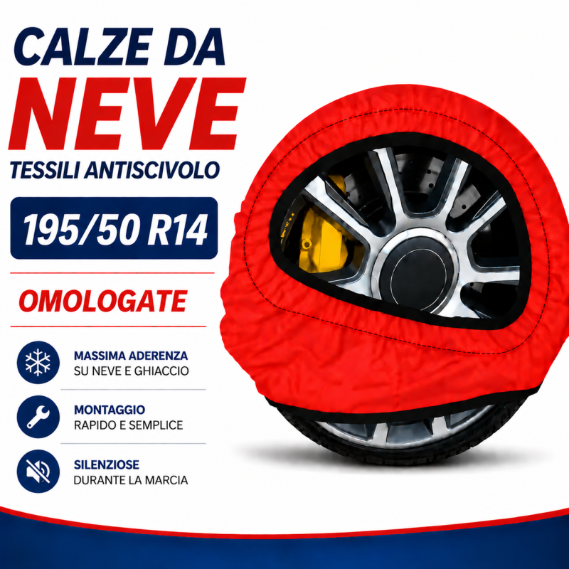 Calze da Neve 195/50 R14 Omologate Auto Tessili Antiscivolo 1