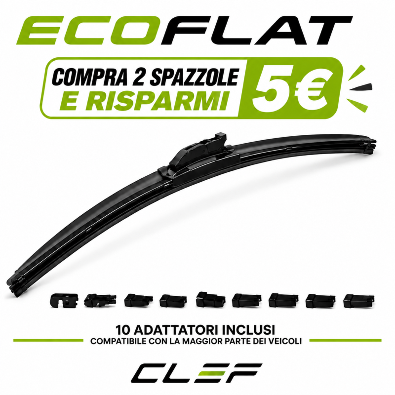 Spazzola Tergicristallo ECOFLAT Universale con 10 Adattatori 1